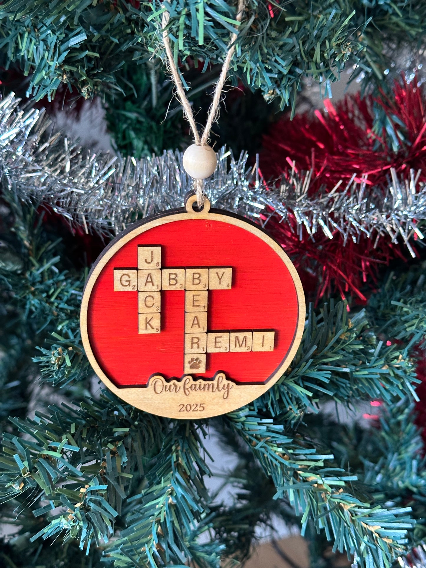 Family Scrabble Ornament