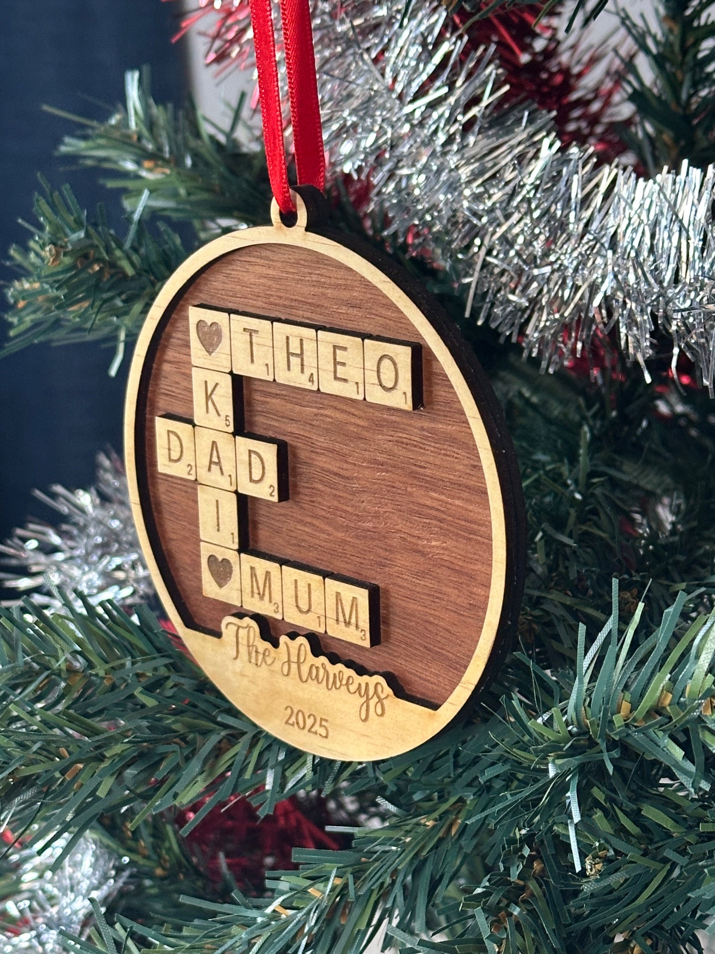 Family Scrabble Ornament